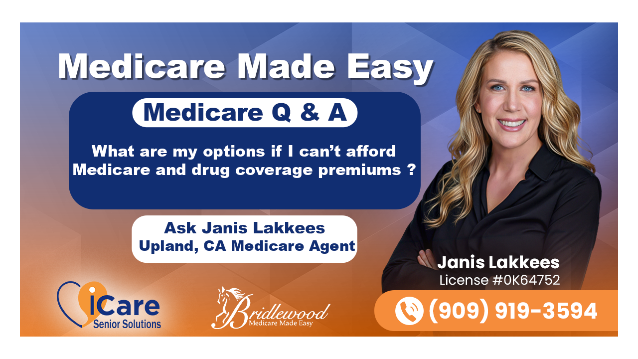 What are my options if I can’t afford Medicare and drug coverage premiums ?